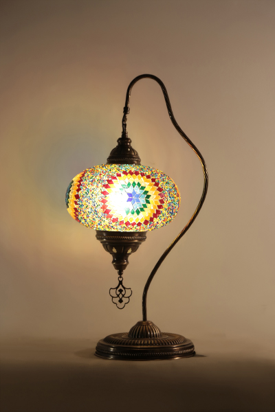 No5 Size Antique Mosaic Swan Neck Lamp